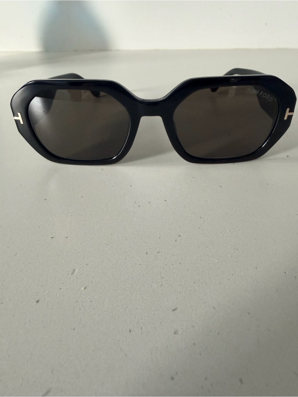 Tom Ford Black Oversized Women's Sunglasses with Gold T-Logo